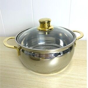 Cuisin Cookware command performance Gold handles 9qt Stainless Steel Pot w/ lid